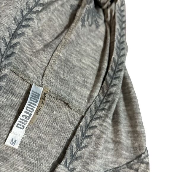 Beautiful Monoreno light Gray medium Embroidered Bohemian Hoodie Tunic Top - Picture 4 of 8